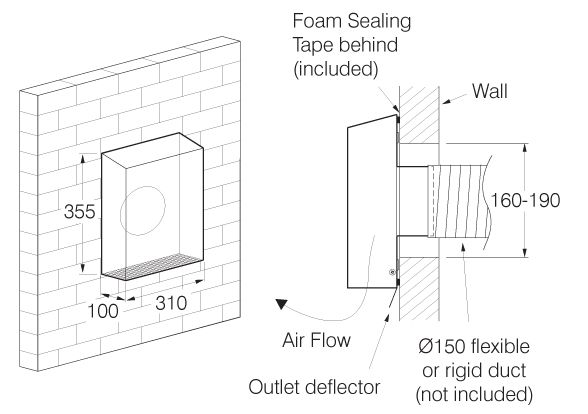 fantech ezifit wall fan dimensions