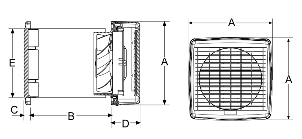 airflow wall fan dimensions
