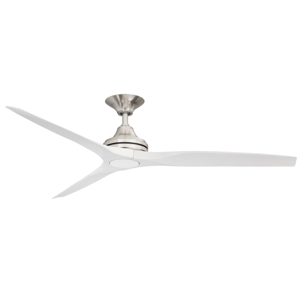 spitfire ceiling fan with nickel motor and white washed plastic blades