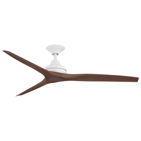 spitfire ceiling fan with white motor and plastic walnut blades
