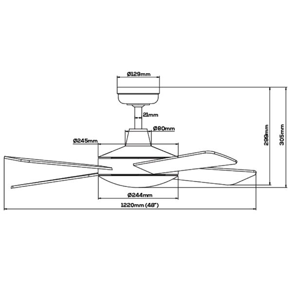 Urban 2 Outdoor Ceiling Fan Dimensions - Size 48