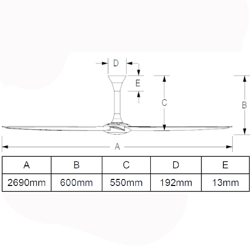 Hunter Pacific The Big Fan v2 106-inch Dimensions No Light