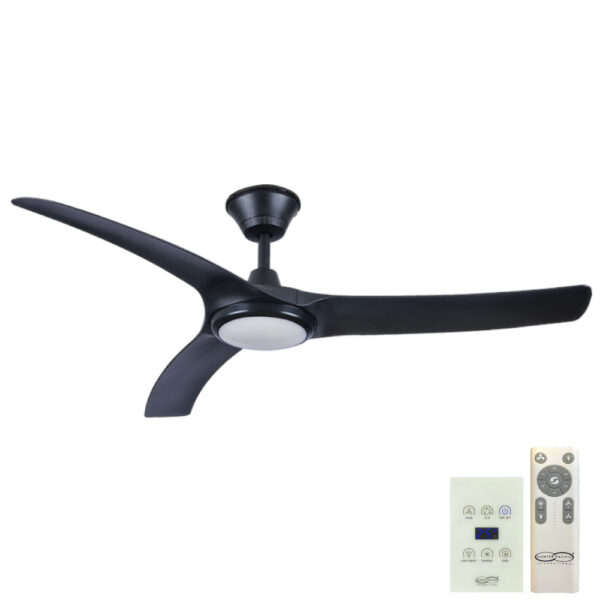 Hunter Pacific Aqua v2 IP66 DC Ceiling Fan with CCT LED Light - Matt Black 52" (Remote & Wall Control)