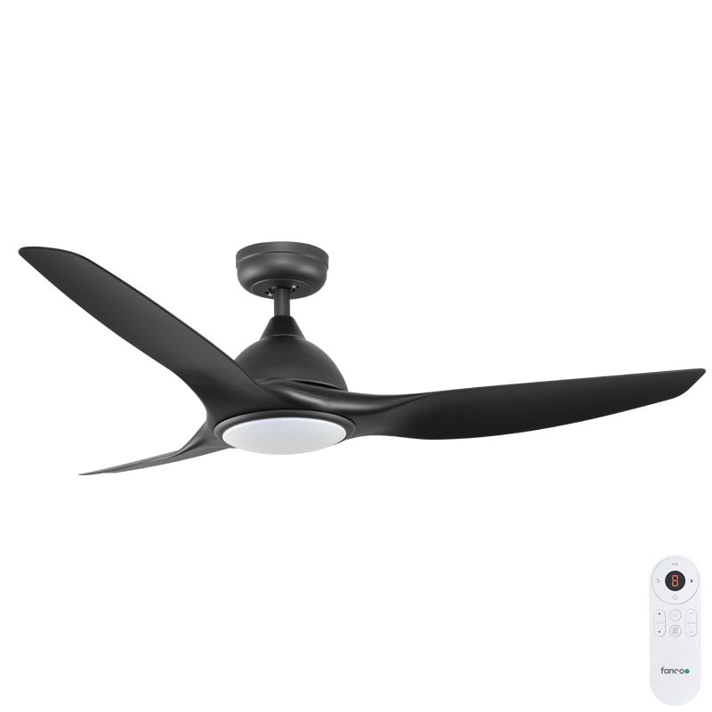 Fanco Horizon SMART High Airflow DC Ceiling Fan with Dimmable CCT LED Light - Black 52"