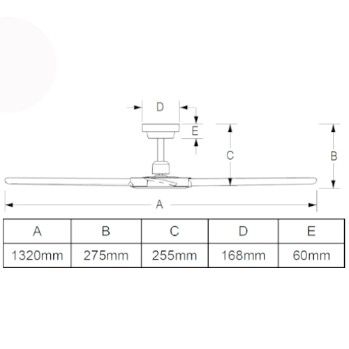 Hunter Pacific Pinnacle v2 52-inch Dimensions No Light