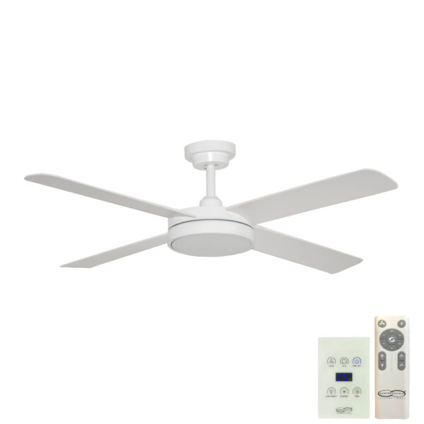 Hunter Pacific Pinnacle v2 DC Ceiling Fan with LED Light and Wall Control - White 52"