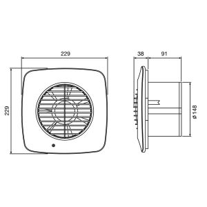 xpelair 150 dc square exhaust dimensions