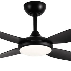 Brilliant Amari ABS 4 Blade DC Ceiling Fan with CCT LED Light in Black 52