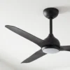 claro-whisper-dc-48-inch-ceiling-fan-black-with-led-light-close-up-angled-insitu