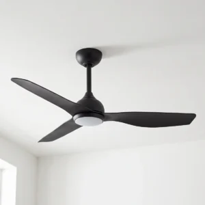 claro-whisper-dc-48-inch-ceiling-fan-black-with-led-light-close-up-insitu