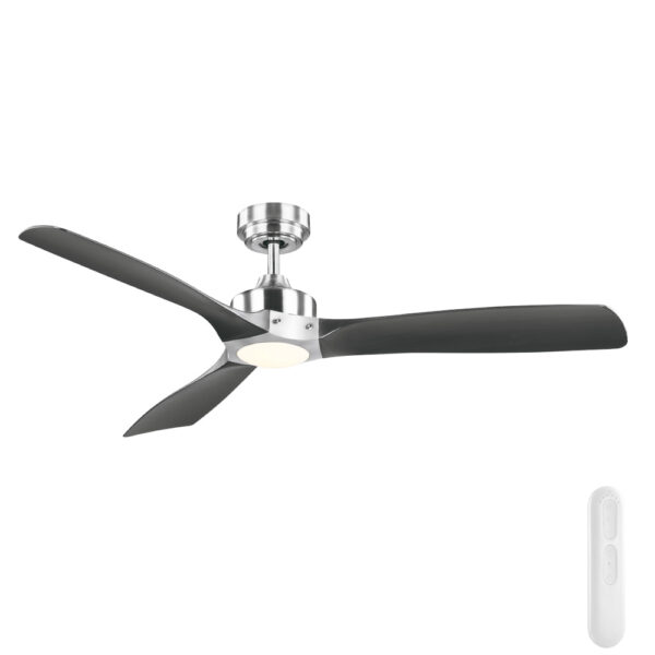 Mercator Ikuü Minota DC SMART Ceiling Fan with CCT LED Light - Brushed Chrome with Black Blades 52"