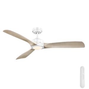 Mercator Ikuü Minota DC SMART Ceiling Fan with CCT LED Light - White with Light Timber-style Blades 52"