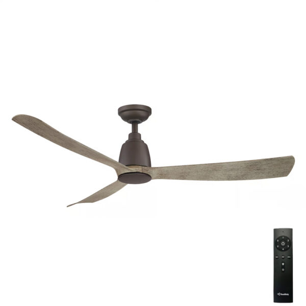 Three Sixty Kute 3 Blade DC Ceiling Fan in Graphite and Weathered Wood Blades 52-inch