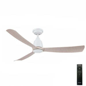 Three Sixty Kute 3 Blade DC Ceiling Fan in White and Washed Oak Blades 52-inch