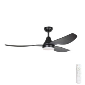 Three Sixty Simplicity DC Ceiling Fan with CCT LED Light - Black 52