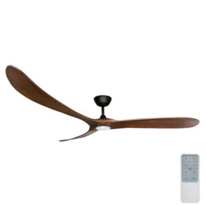 Three Sixty Timbr DC Ceiling Fan with LED Light - Black with Walnut Blades 72"