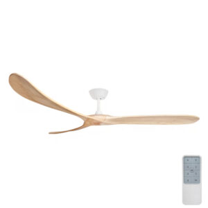 Three Sixty Timbr DC Ceiling Fan with Remote - Matte White with Natural Blades 72"