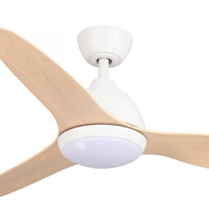 fanco breeze ac with light - white with beechwood blades 48"
