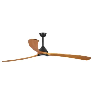 Fanco Sanctuary DC Ceiling Fan with LED Light - Black with Teak Blades 70"