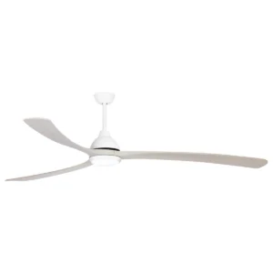 Fanco Sanctuary DC Ceiling Fan with LED Light - White with Whitewash Blades 92"