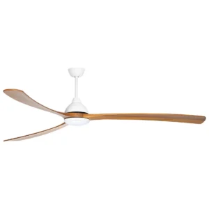 Fanco Sanctuary DC Ceiling Fan with LED Light - White with Teak Blades 92"