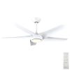 Claro Designer 3 or 5 Blade DC Ceiling Fan with CCT LED Light - White 52