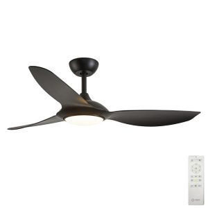 Claro Glider DC Ceiling Fan with CCT LED Light - Black 52