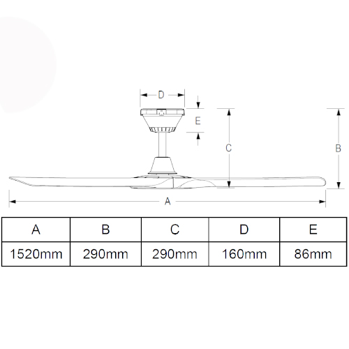 Hunter Pacific Aqua IP66 v2 52-inch Dimensions No Light