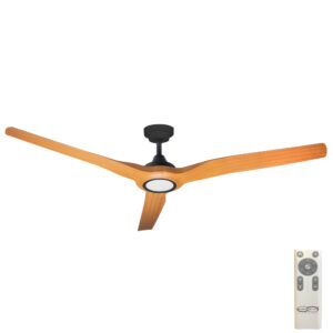 Hunter Pacific Radical 3 DC Ceiling Fan with LED Light - Matt Black with Bamboo Blades 60"