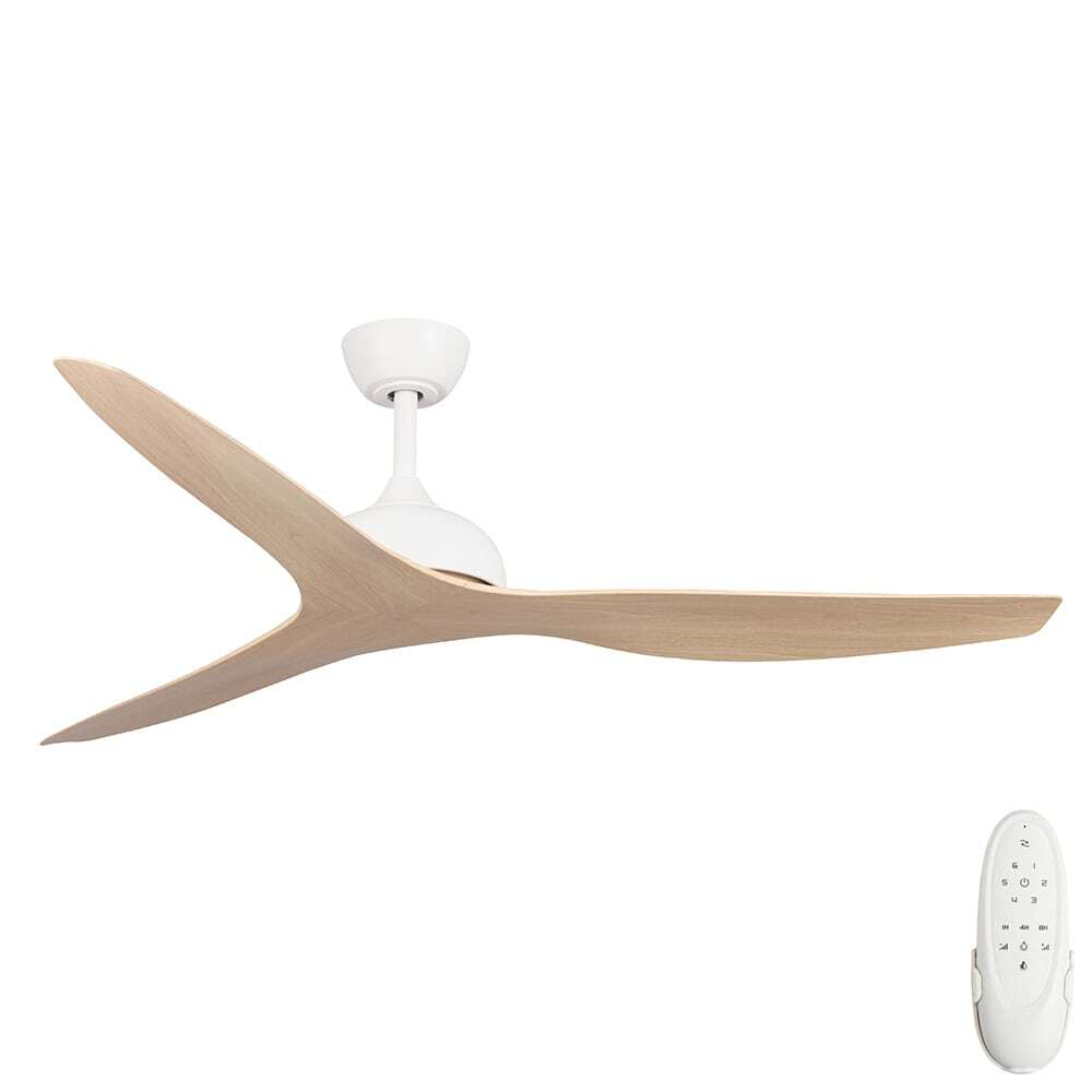 Fanco Eco Style DC Ceiling Fan 60 inch. White with Beechwood blades