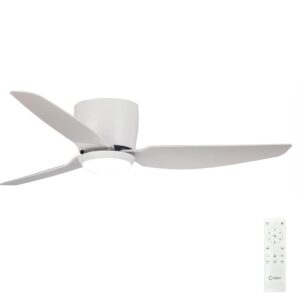 Claro Whisper Low Profile DC Ceiling Fan with LED Light - White 44