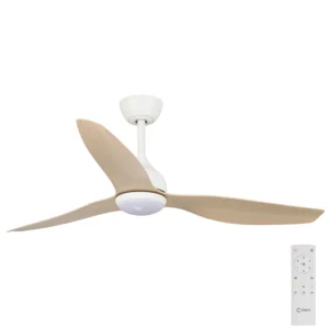 Claro Whisper DC in White with Oak Blades 48 inch with LED light