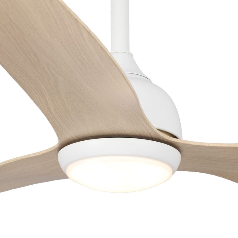 Claro Whisper DC Ceiling Fan 48" with Light. White & Light Oak Universal Fans