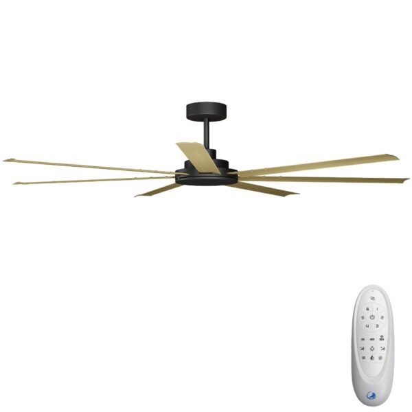 Calibo Alula DC Ceiling Fan with Remote Control Black with Bamboo Blades 80 inch