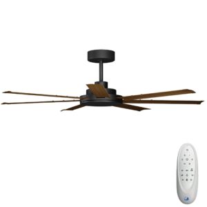 Calibo Alula DC Ceiling Fan with Remote Control Black with Koa Blades 60 inch