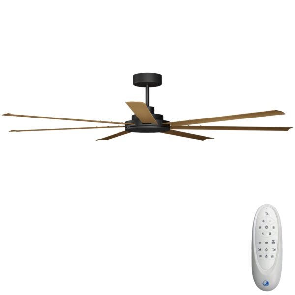 Calibo Alula DC Ceiling Fan with Remote Control Black with Teak Blades 80 inch