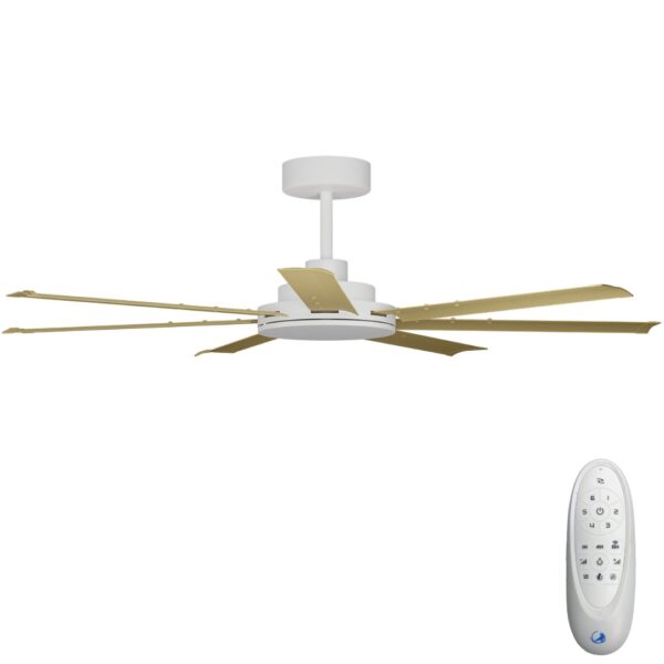 Calibo Alula DC Ceiling Fan with Remote Control White with Bamboo Blades 60 inch