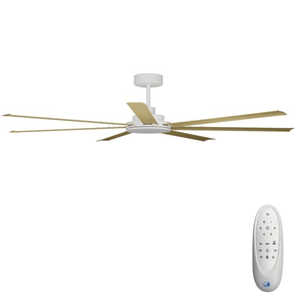 Calibo Alula DC Ceiling Fan with Remote Control White with Bamboo Blades 80 inch