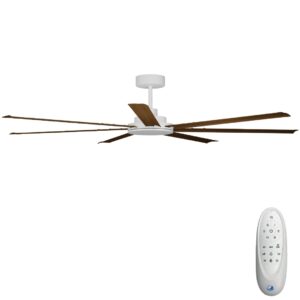 Calibo Alula DC Ceiling Fan with Remote Control White with Koa Blades 80 inch
