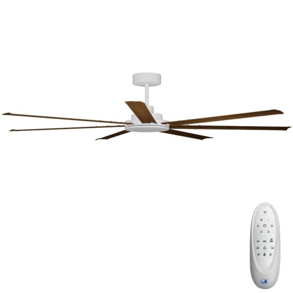 Calibo Alula DC Ceiling Fan with Remote Control White with Koa Blades 80 inch