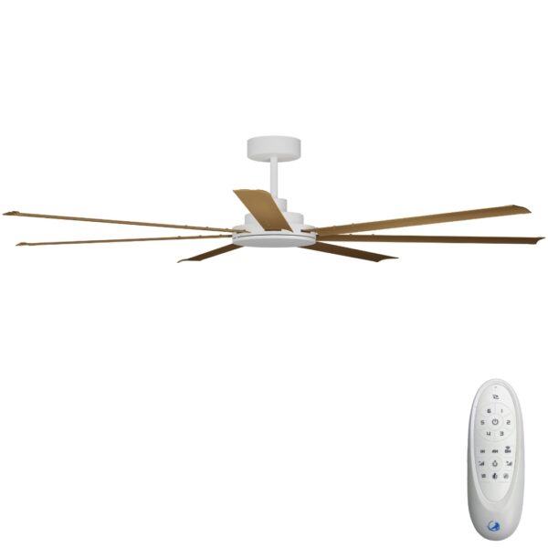 Calibo Alula DC Ceiling Fan with Remote Control White with Teak Blades 80 inch