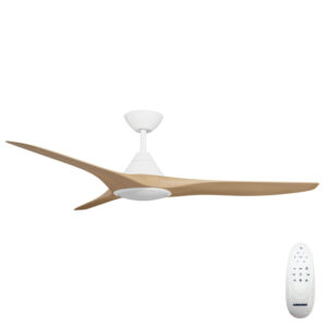 Calibo Cloudfan DC Ceiling Fan with LED Light 60 inch White with Light Timber Blades with Remote
