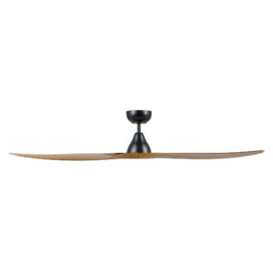 Eglo Surf DC Ceiling Fan Black with Burmese Teak 60-inch Side View