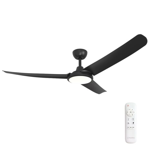 Three Sixty Flatjet 345 Blade DC Ceiling Fan with LED Light Black 56"