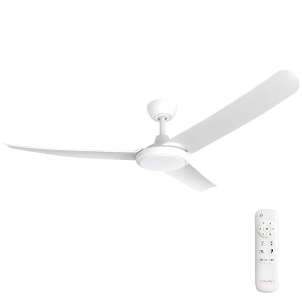 Three Sixty Flatjet 345 Blade DC Ceiling Fan with LED Light White 56"