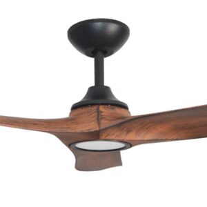 Hunter Pacific Evolve DC Ceiling Fan Black with Koa Blades with LED and Remote - close up