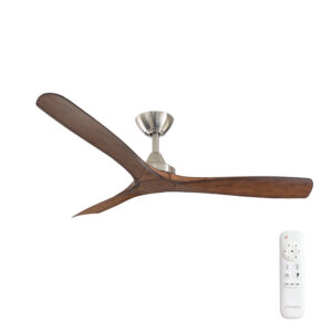 Three Sixty Spitfire DC Ceiling Fan Brushed Nickel with Koa Blades 52