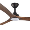 Three Sixty Spitfire DC Ceiling Fan with LED Light Black with Koa Blades 52