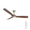 Three Sixty Spitfire DC Ceiling Fan with LED Light Brushed Nickel with Koa Blades 52