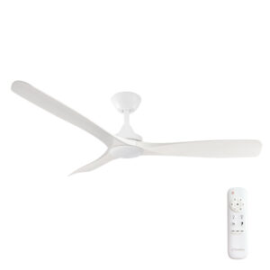 Three Sixty Spitfire DC Ceiling Fan with LED Light White with White Wash Blades 52
